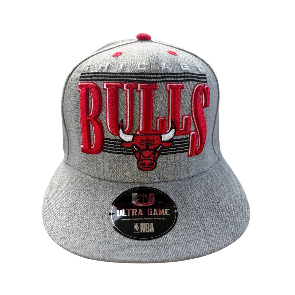 Chicago Bulls Snapback Hat Cap - Adjustable - Ultra Game - NBA - Gray-NWT